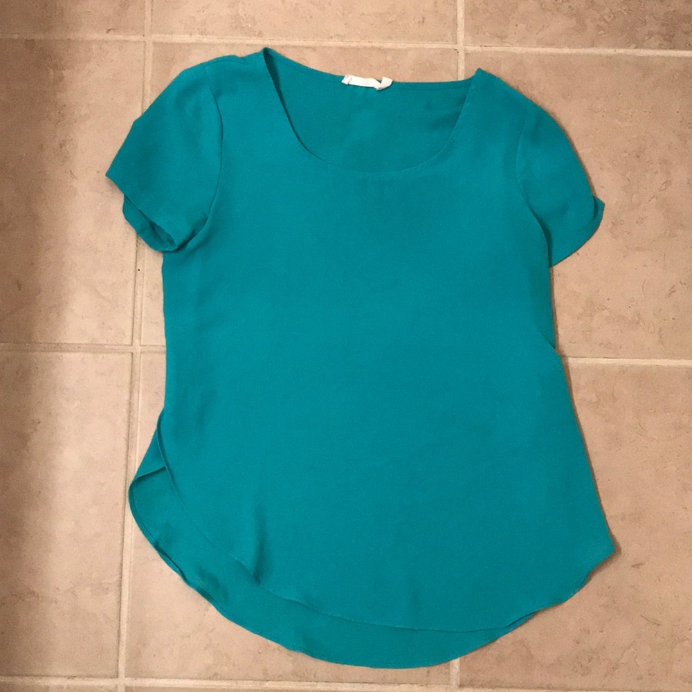 XS lightweight side-split top in blue/green